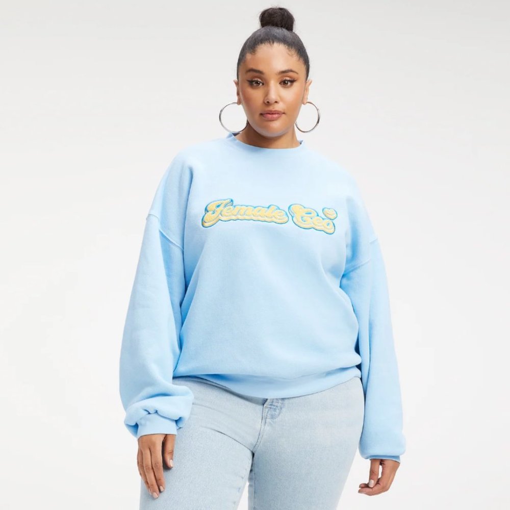Good American The B Project Female CEO Sweatshirt in Light Blue (Size XXXL)
